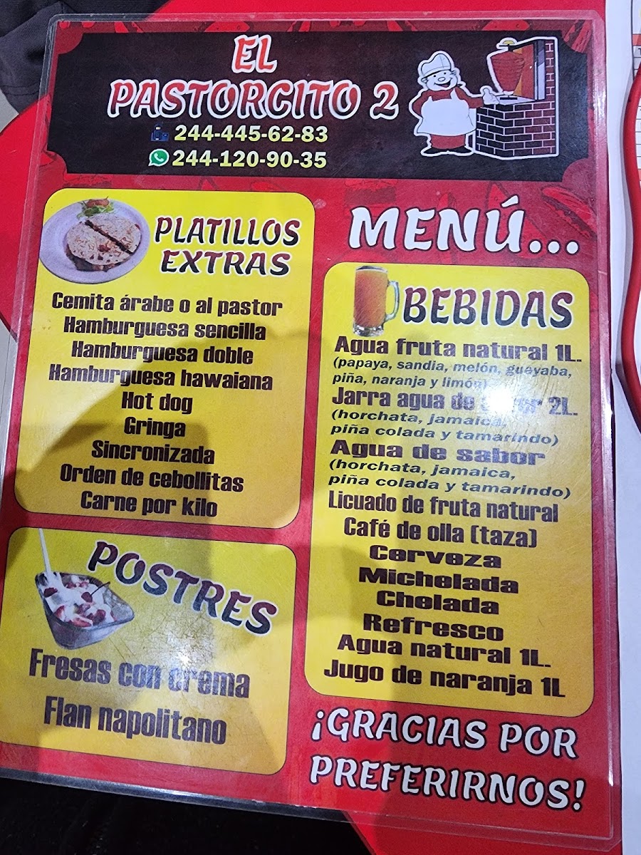 El Pastorcito 2 Menu - Image 1